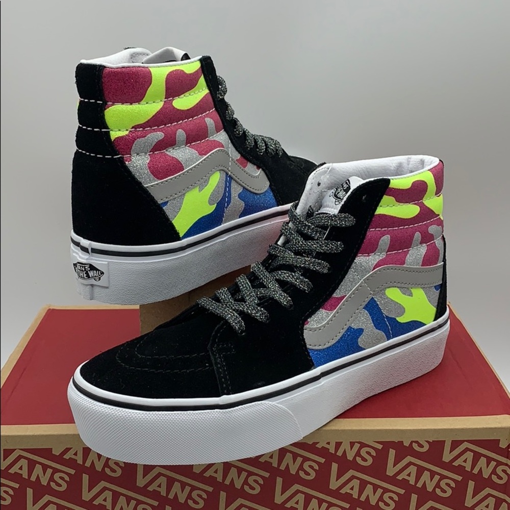 •VANS Sk-8-HI PLATFORM 2 After Dark CAMO/True White - Picture 4 of 16